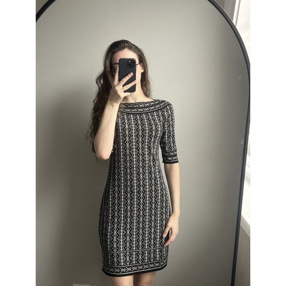 Max Studio Retro Boat Neck Dress Size Small – 3/4 Sleeve Vintage-Inspired Shift - Picture 1 of 8